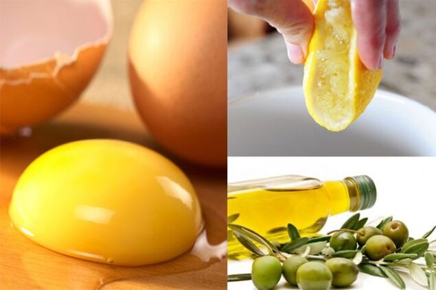 A mask with egg yolk, olive oil and lemon juice evens out the complexion